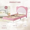 Upholstered Bed Frame for Kids - with Adjustable Scallop Headboard, Cute Velvet Princess Platform Bed, Solid Wood Slats Support, No Box Spring Needed - 3 of 4