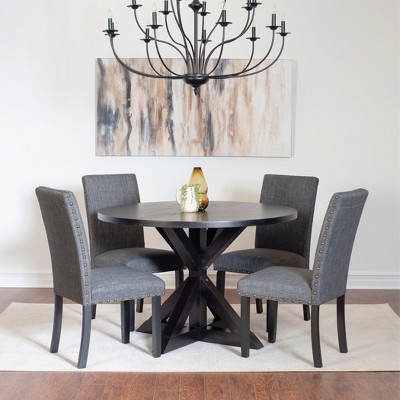 NicBex Round Dining Room Table Set for 4 Morden Dining Room Table with Wooden Tabletop and 4 Upholstered Chairs for Kitchen