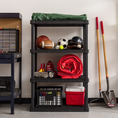 Black 4-Tier Heavy Duty Plastic Outdoor Shelving Unit