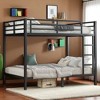 Metal Full over Full Bunk Bed Frame with Guardrails and Ladder, Heavy Duty Noise-Free Design for Teens and Adults,kids bed - 2 of 4