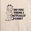 Women's - Garfield - Do You Think I Actually Care Lightweight French Terry Wide Neck Long Sleeve Shirt - 2 of 4