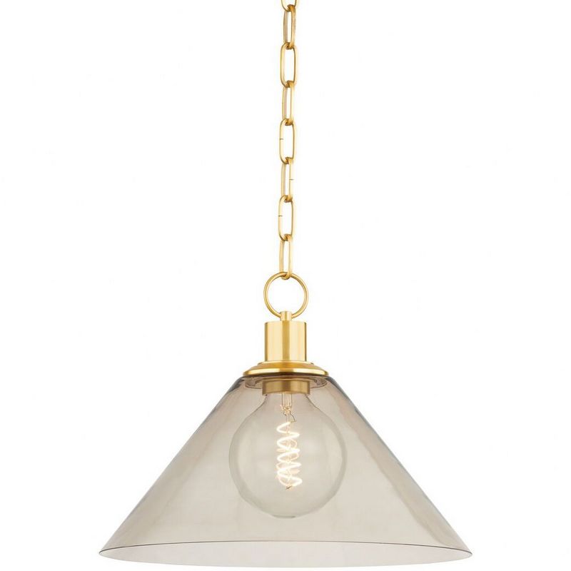Mitzi Anniebee 1 - Light Pendant in  Aged Brass Taupe Shade, 1 of 2
