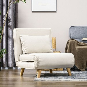 NicBex Convertible Sleeper Chair,2-in-1 Multi-Functional Folding Sofa Bed,Modern Couches with  Adjustable Backrest for Living Room,Beige/Light Gray - 1 of 4