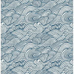 NuWallpaper Saybrook Peel and Stick Wallpaper: Removable Vinyl, Modern Wave Pattern, Self-Adhesive, Blue, 30.75 Sq Ft Coverage - 1 of 4