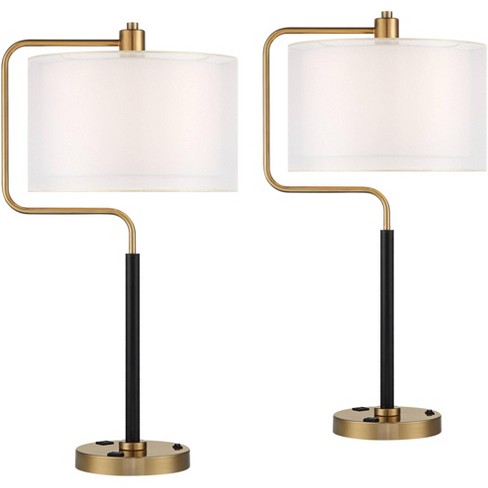 Possini Euro Design Possini Euro Carlyle Usb Port And Outlet Modern Desk  Lamps Set Of 2 : Target