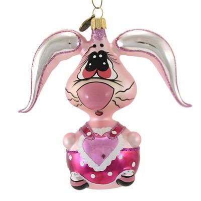 Blu Bom 5.25" Lop Eared Pink Momma Bunny Ornament Mom Mother Rabbit  -  Tree Ornaments
