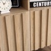 Oak Finish Wave Stripe Sideboard, Double Door Storage Cabinet with Wavy Design & Solid Wood Texture, for Living Room, Entryway - 3 of 4