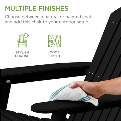 Black Folding Wooden Adirondack Chair with Arms