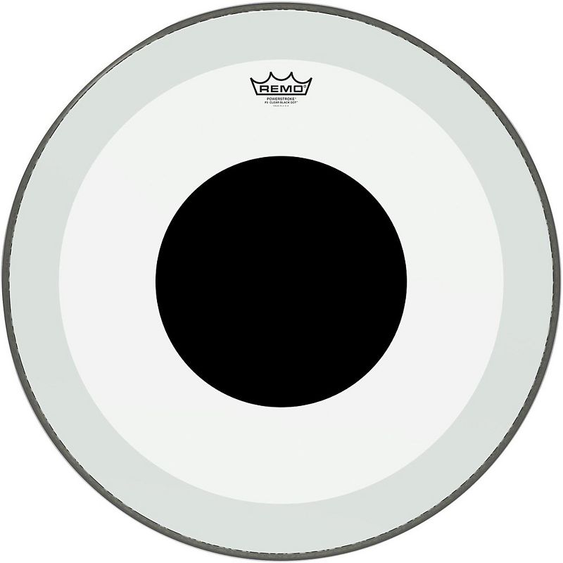 Remo Powerstroke 3 Clear Bass Drum Head with Black Dot, 1 of 4