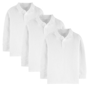 Kids And Boys 3 Pack Long Sleeve Pique School Uniform Polos - 1 of 4