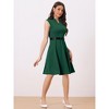 INSPIRE CHIC Women's V Neck Wear to Work Sleeveless Flare Knee Length Dresses - 4 of 4