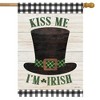 Kiss Me I'm Irish Hat St. Patrick's Day House Flag Rustic 28" x 40" Briarwood Lane - 2 of 4