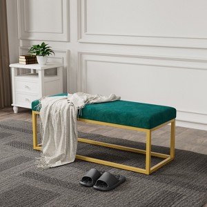 Airsurfer 48-inch Emerald Green Bench Modern Velvet Upholstered Bench Entryway Seating for Living Room or Bedroom - 1 of 4
