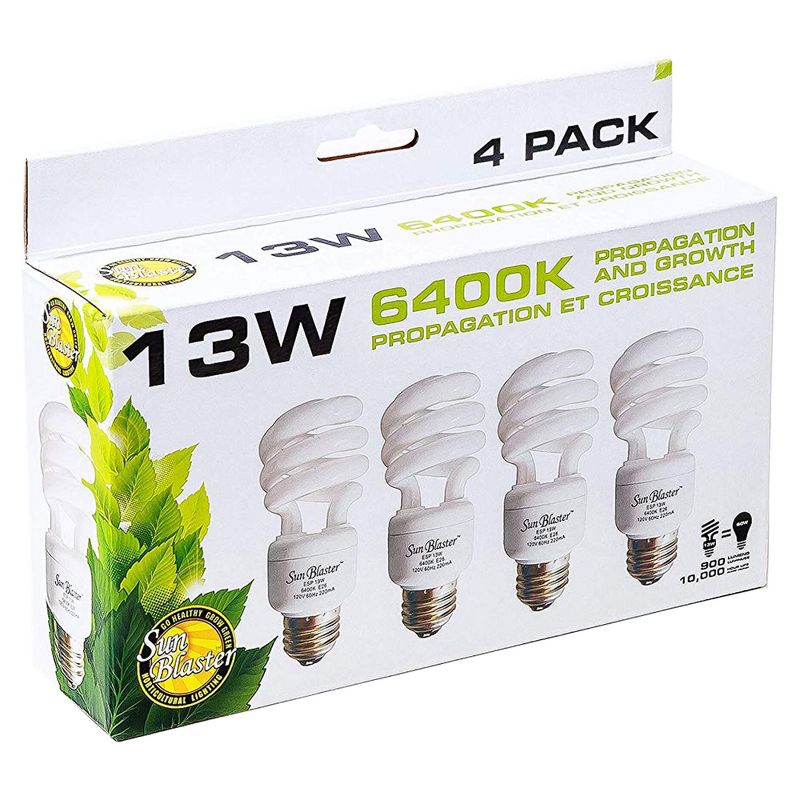 SunBlaster SL0900151 13 Watt CFL Compact Fluorescent Indoor Plant Grow Self-Ballasted Light Bulb Set (8 Lightbulbs), 2 of 7