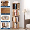 Wooden Rotating Bookshelf 4 Tier, 360° Floor-Standing Bookcase and Multi-Functional Storage Organizer for Living Room, Kids, Beigeand Adults - 3 of 4