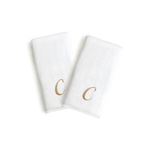 Linum Home Textles Monogrammed Luxury 100% Turkish Cotton Novelty White  Hand Towel (Set of 2) - 1 of 1