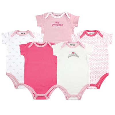Luvable Friends Baby Girl Cotton Bodysuits 5pk, Tiara : Target