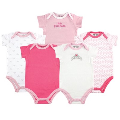 Image of Luvable Friends Baby Girl Cotton Bodysuits 5pk, Tiara, 0-3 Months