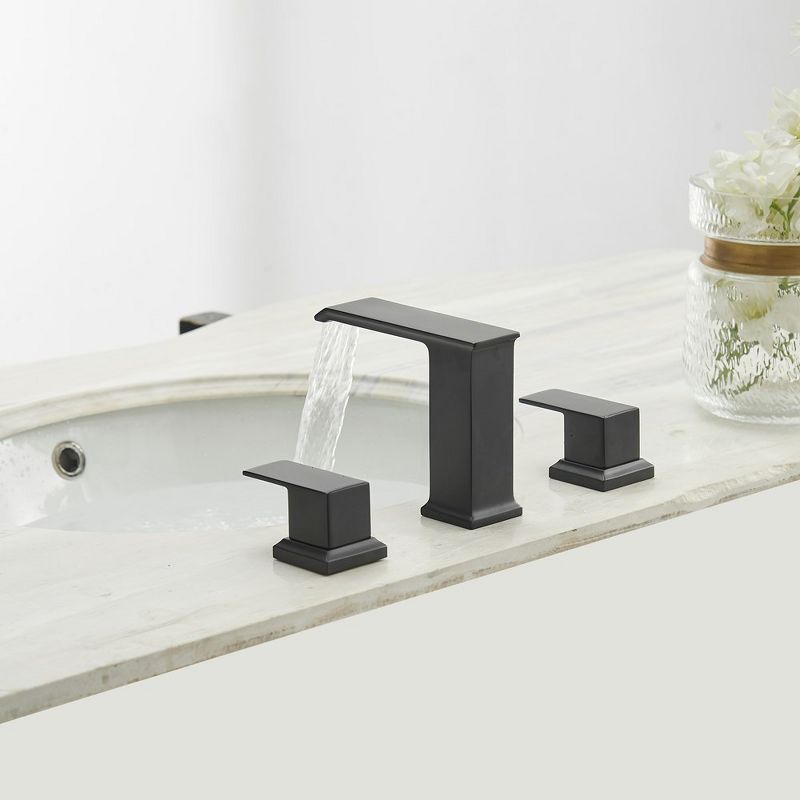 BWE 8 in. Widespread Double Handle Bathroom Faucet with Pop-up drain in Matte Black, 2 of 7