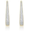Guili 14k Gold Plated Oblong Oval Hoop Earrings with Pave Cubic Zirconia – Sleek and Sophisticated Sparkle for Any Look - 2 of 2