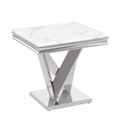 Best Master Furniture,Blythe Stone Marble Laminate End Table