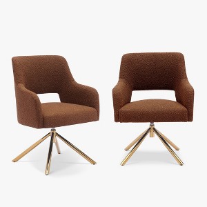 WestinTrends Genevieve Mid-Century Modern Upholstered Boucle Swivel Accent Chair (Set of 2) - 1 of 4