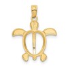 Black Bow Jewelry 14k Yellow Gold and White Rhodium Sea Turtle Pendant - 3 of 4