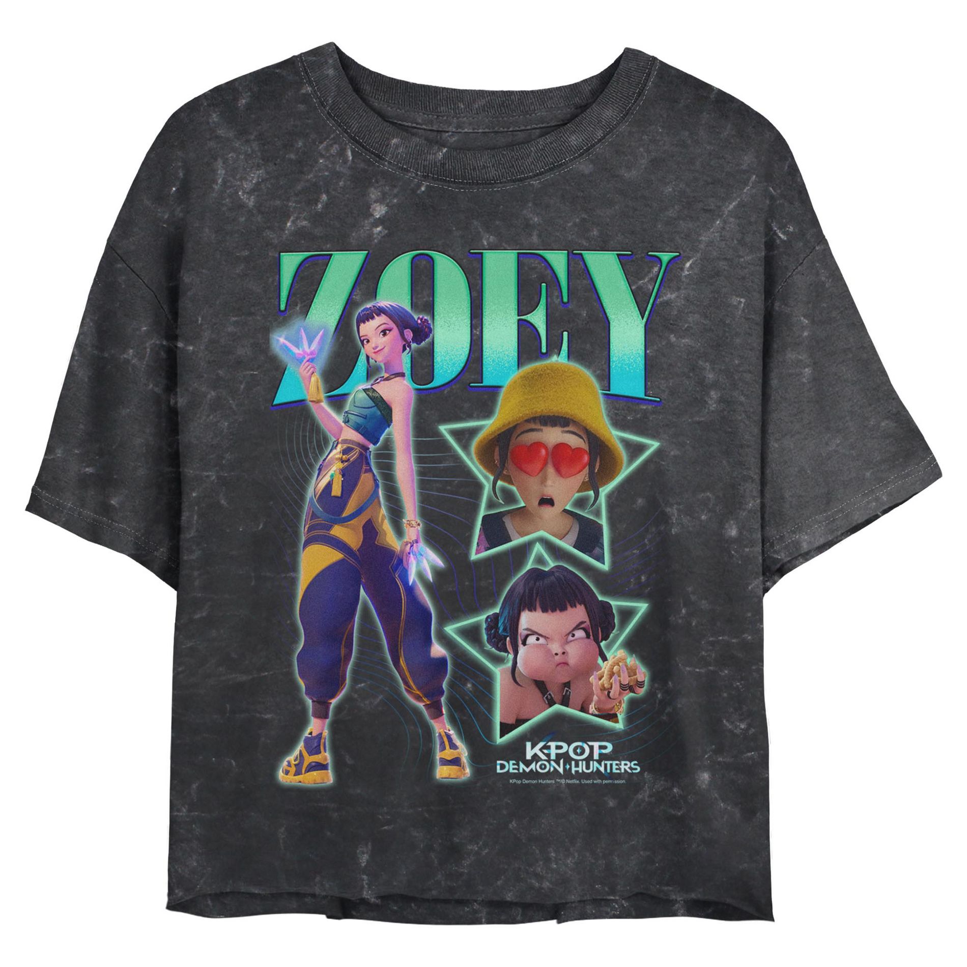Juniors KPop Demon Hunters Zoey Pop Idol Stars Logo Cropped T-Shirt