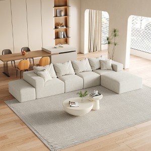 Oversized 132" Chenille Modular L-Shaped Sectional Sofa with 6 Pillows, 6-Piece Free combination, No Assembly Required - 1 of 4