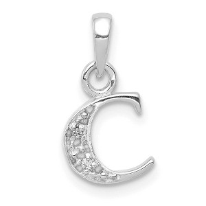 Black Bow Jewelry The Chloe Mini Diamond Accent Initial C Pendant in 14k White Gold - 1 of 4