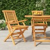 vidaXL Solid Teak Wood Brown Folding Patio Chairs – Set of 2, Garden Seating with Armrest & Backrest, Water-Resistant Outdoor Furniture - 2 of 4