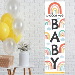 Big Dot of Happiness Hello Rainbow - Boho Baby Shower Front Door Decoration - Vertical Banner - 1 of 4