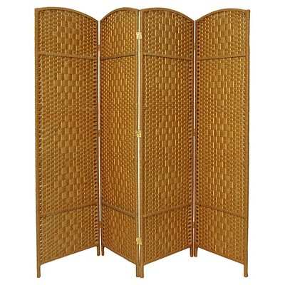 6 ft. Tall Diamond Weave Fiber Room Divider - Light Beige (4 Panels)