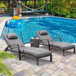 EROMMY Rattan Chaise Lounge Chairs Set of 4 - 1 of 4