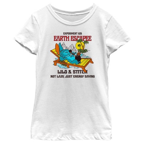 Girl's Lilo & Stitch Experiment 626 Earth Escape Not Lazy, Just Energy Saving T-Shirt - image 1 of 4