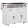 Lycvki 46.5'' Farmhouse Rolling Kitchen Cart with Drape of Beads and Drop Leaf - 3 of 4