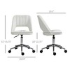 Vynxaria Modern Mid Back Office Chair with Velvet Fabric, Swivel Computer Armless Desk Chair with Hollow Back Design,White - 3 of 4