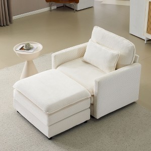 PAGED 54"Modular Plush Cloud Single Couch with Chenille Cushions,Modern 1-Seat Sofa with 2 Throw Pillows for Living Room - 1 of 4