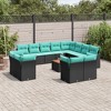 vidaXL 13 Piece Patio Sofa Set with Cushions - Black Poly Rattan - 2 of 4
