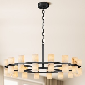 23-31" Round Kitchen Island Alabaster Black Chandelier - 1 of 4