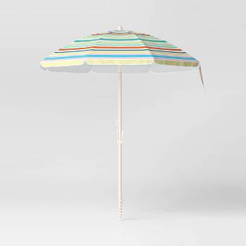 5.8'x5.8' Round Outdoor Patio Beach Umbrella Stripes - Sun Squad™