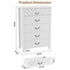 Garvee Farmhouse 5 Drawer Dresser for Bedroom, Tall Wood Storage Chest with Geometric Front, Freestanding Vertical Organizer, White - 2 of 4