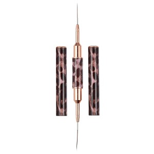 Unique Bargains Double Ended Acrylic Nail Art Brush Gel Polish Nail Art Decorations Pen Tools for Home DIY Manicure Leopard Print - 1 of 4