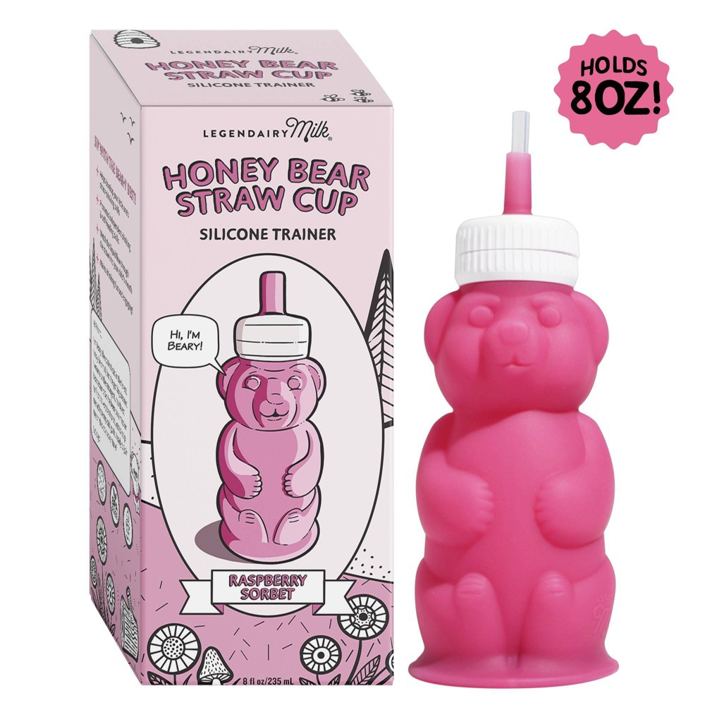 Photos - Glass Legendairy Milk Silicone Honey Bear Bottle - Raspberry Sorbet - 8 fl oz