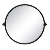 TEHOME 26 in. W x 26 in. H Circle Round Metal Framed Pivoting Wall Mounted Bathroom Vanity Mirror in Matt Black - 3 of 4