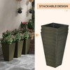 Gulches Set of 3 - 28 Tall Faux Wood Taper Planters with Drainage Holes - Dark Brown for Indoor/Outdoor Use - 4 of 4