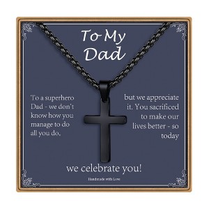 Turandoss Cross Necklace for Men Boys, Gold Silver Black Cross Pendant Necklace, Fathers Day Gifts for Men Boys Husband, Birthday Gifts for Son, 20In - 1 of 4