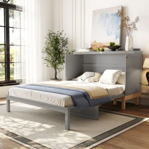Modern Queen-Size Murphy Bed with Space-Saving Foldable Design, Bed Frame for Studio Apartments or Compact Bedrooms – The Pop Home - 1 of 4