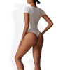 Anna-Kaci Women's Short Sleeve Sweetheart Neckline Bodysuit with Slim Fit and Stretch Fabric - 4 of 4