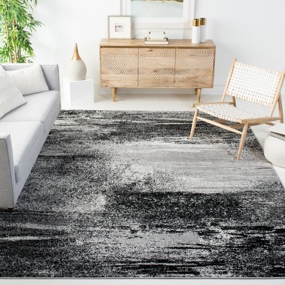 Silver and Multicolor Modern Rectangular Area Rug